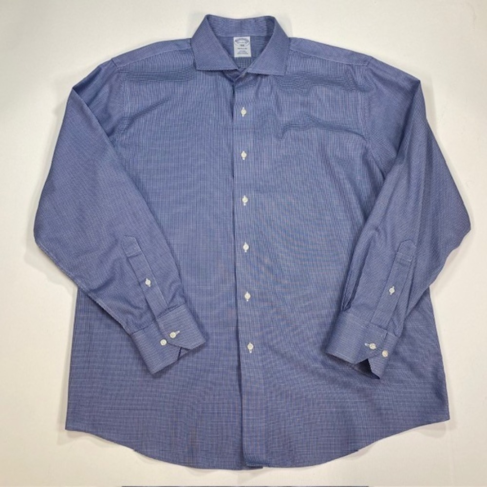 Brooks Brothers 1818 Regular Fit Non Iron‎ Cotton Gingham Dress Shirt Mens 16.5